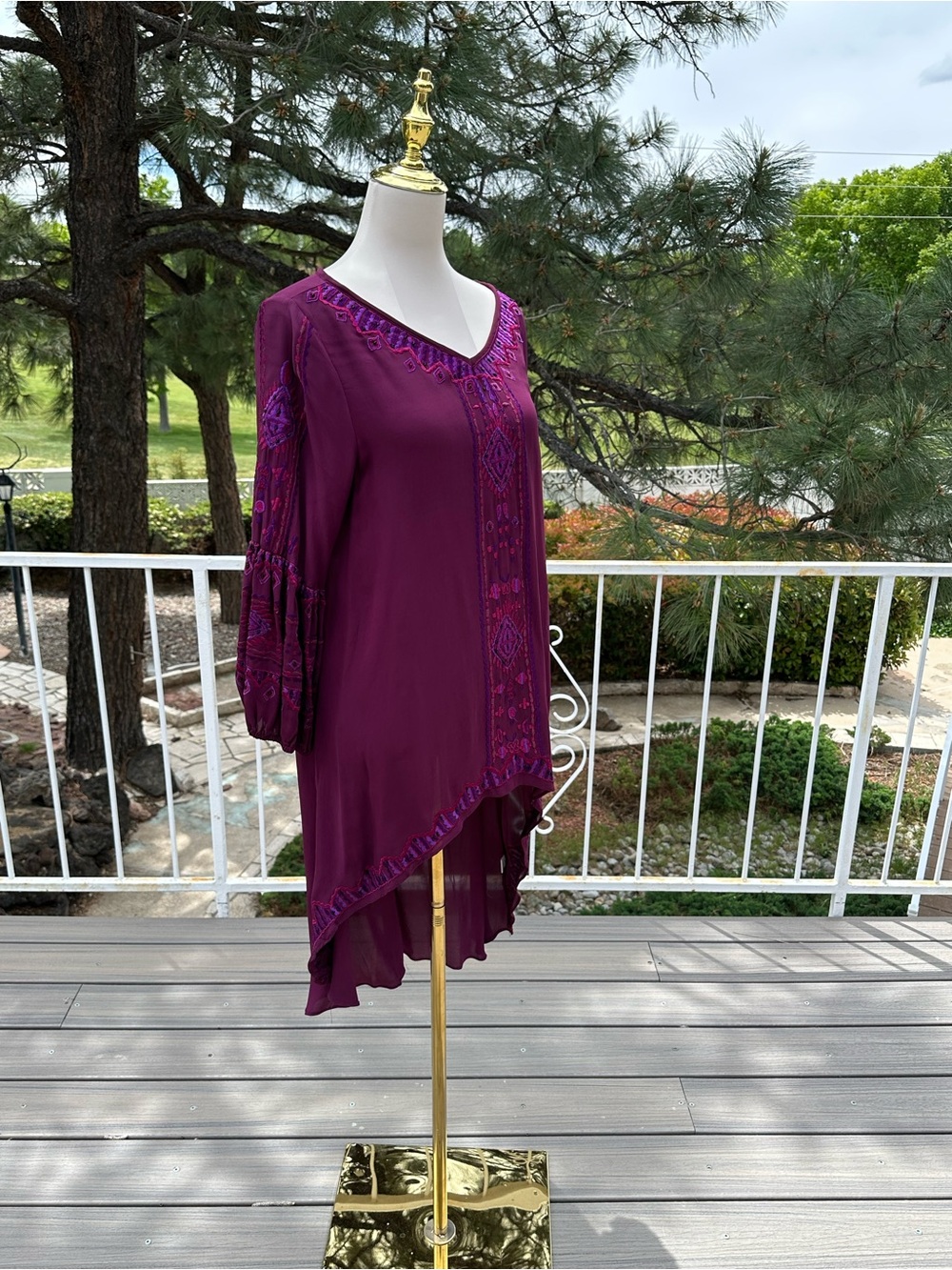 Embroidered Plum Boho Tunic Dress
